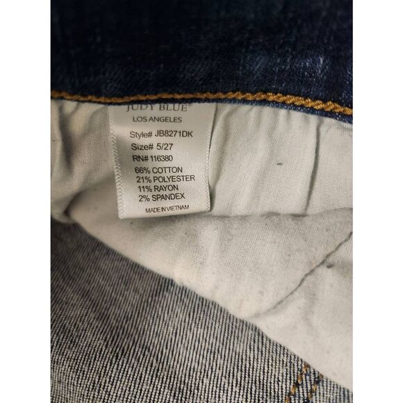 Judy Blue 'Relaxed Fit' 5/27 (27x26.5) womens jeans distressed medium wash - Picture 4 of 10